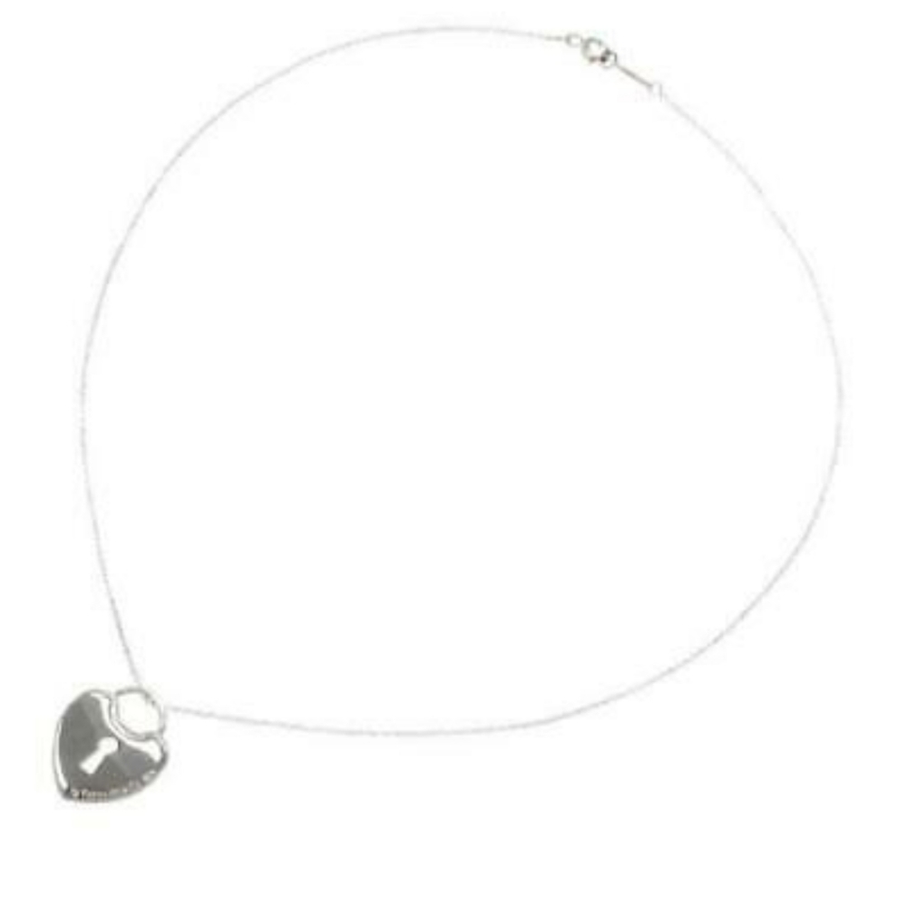 Tiffany & Co. Heart Padlock Lock Necklace 16" Sterling Silver 925 - Picture 3 of 9
